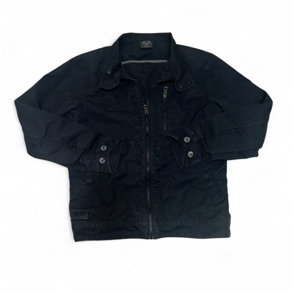 Oakley Easy Jacket Men's Black Casual Military Distressed Size Small 100% Cotton